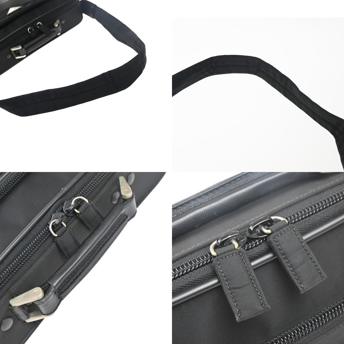 PRADA MILANO Logo Tessuto 2Way Business Shoulder Bag Nylon Leather Black 85KP332