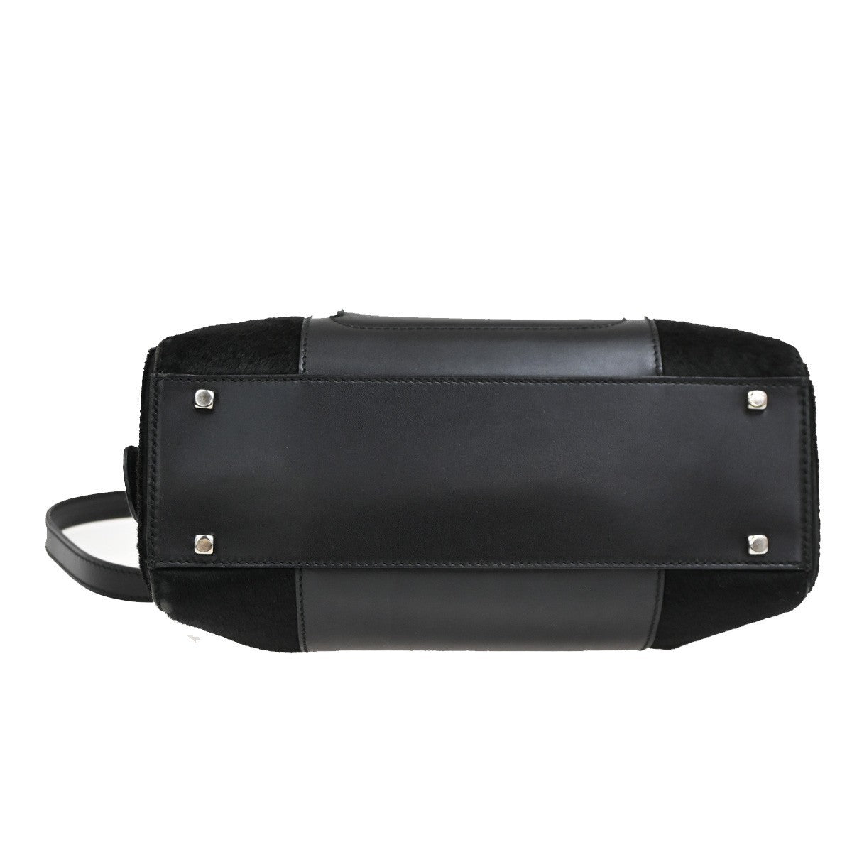 SALVATORE FERRAGAMO Gancini 2Way Shoulder Handbag Fur Leather Black 05DA245