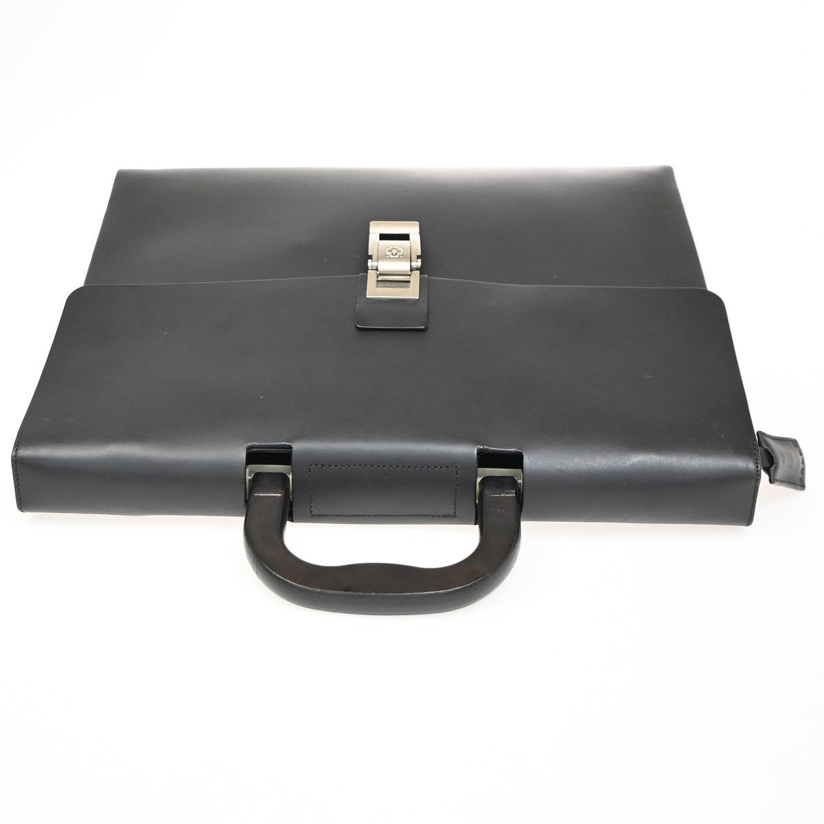 BALLY Logo Briefcase Business Hand Bag Leather Black SHW Spain 09ZA039