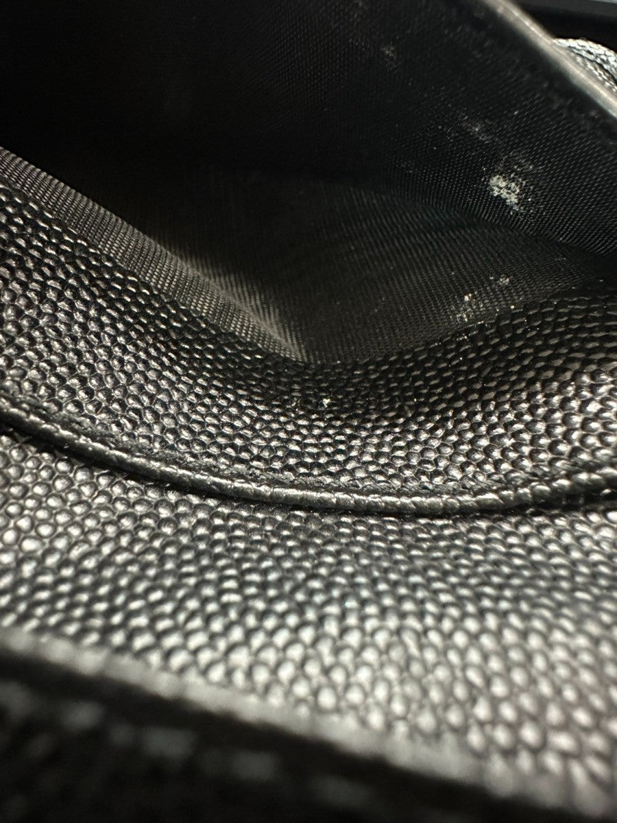 SAINT LAURENT YSL Logo Bifold Purse Wallet Leather Black GHW 38CB050