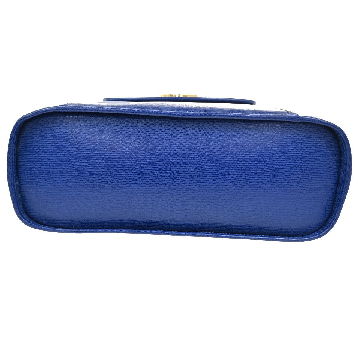 CELINE Circle Logo Handle Bag Embossing Leather Blue GHW Italy 38CA855