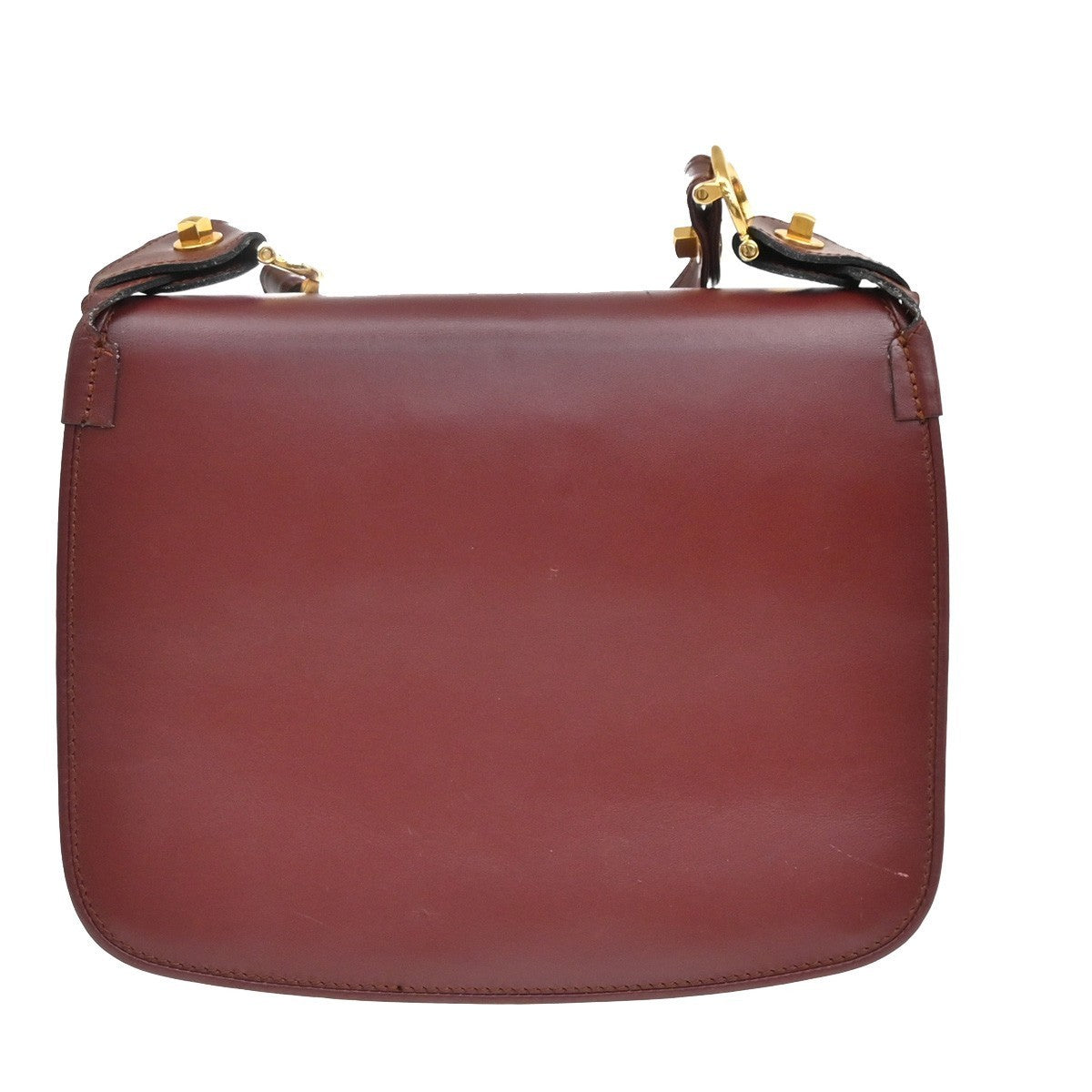 MUST DE CARTIER 2C Logo Crossbody Shoulder Bag Leather Red GHW 66CA367
