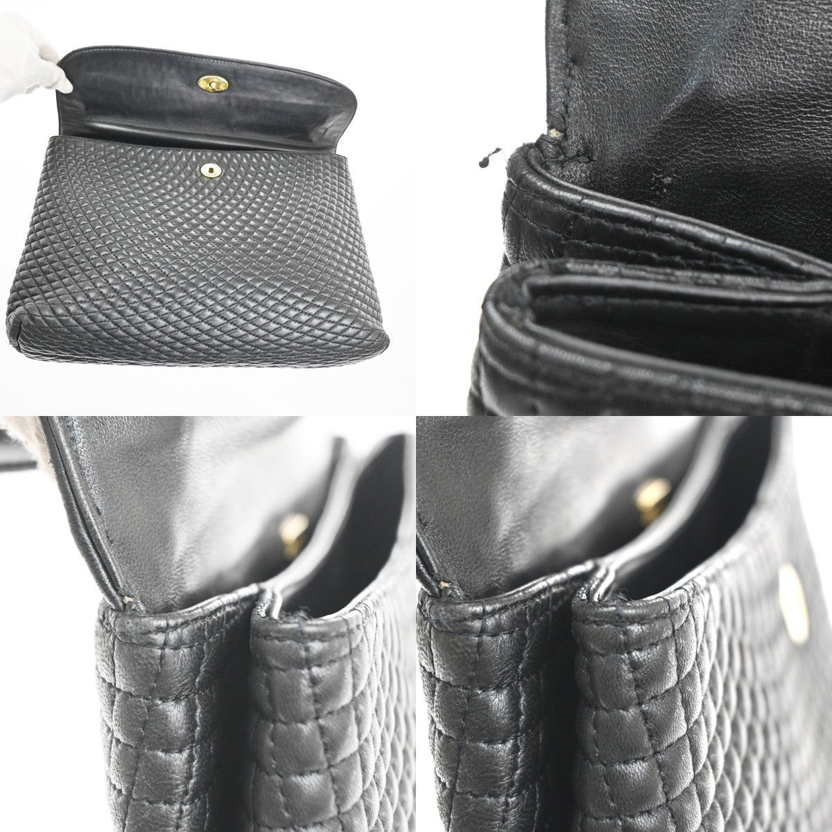 BALLY Logo Quilted Hand Bag Leather Black GHW Italy 02KP543