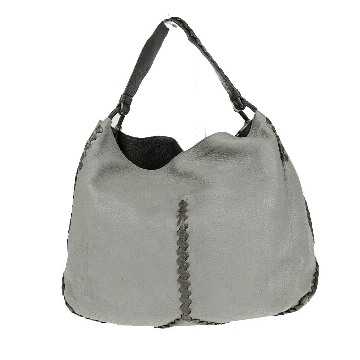 BOTTEGA VENETA Logo Hobo Shoulder Hand Bag Leather Gray Italy 31EC688