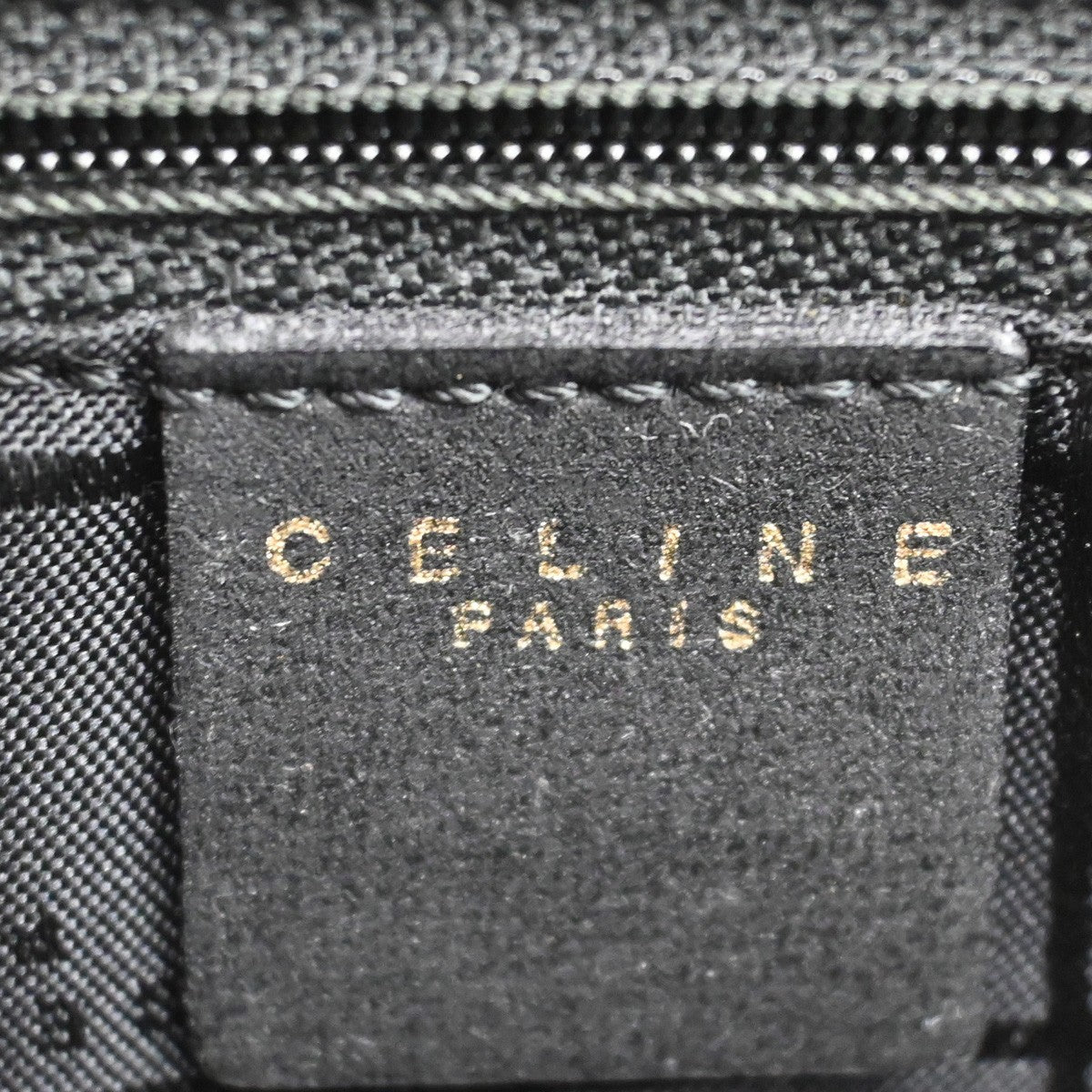 CELINE Logo Square Hand Bag Leather Black GHW Italy 30TA069