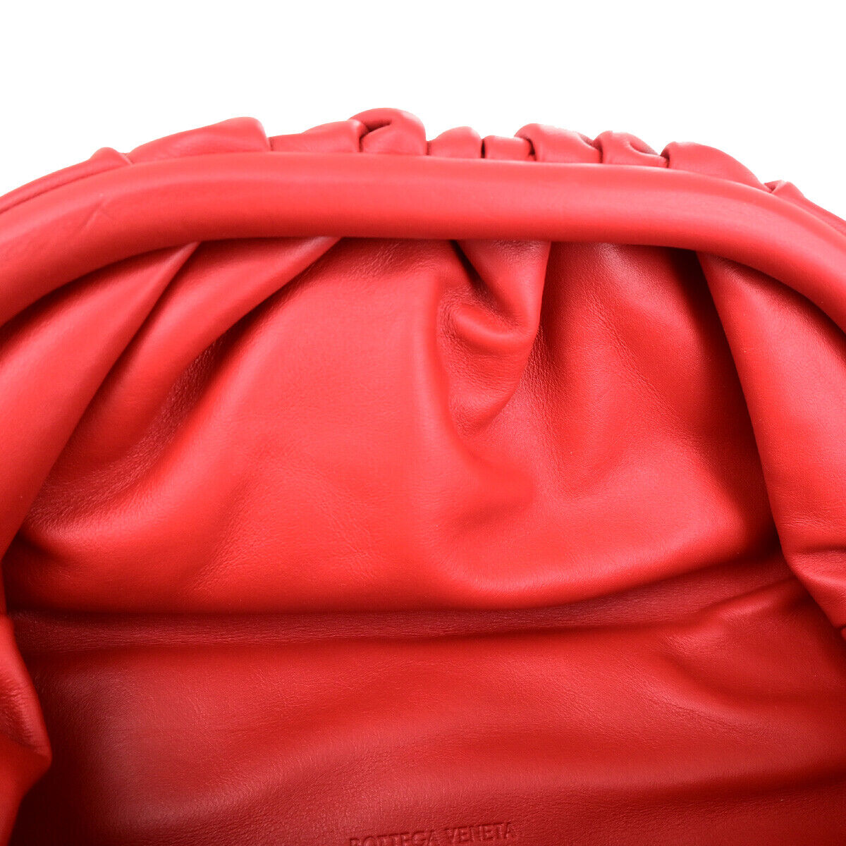 BOTTEGA VENETA The Chain Pouch Shoulder Body Bag Leather Red Silver 609RF159