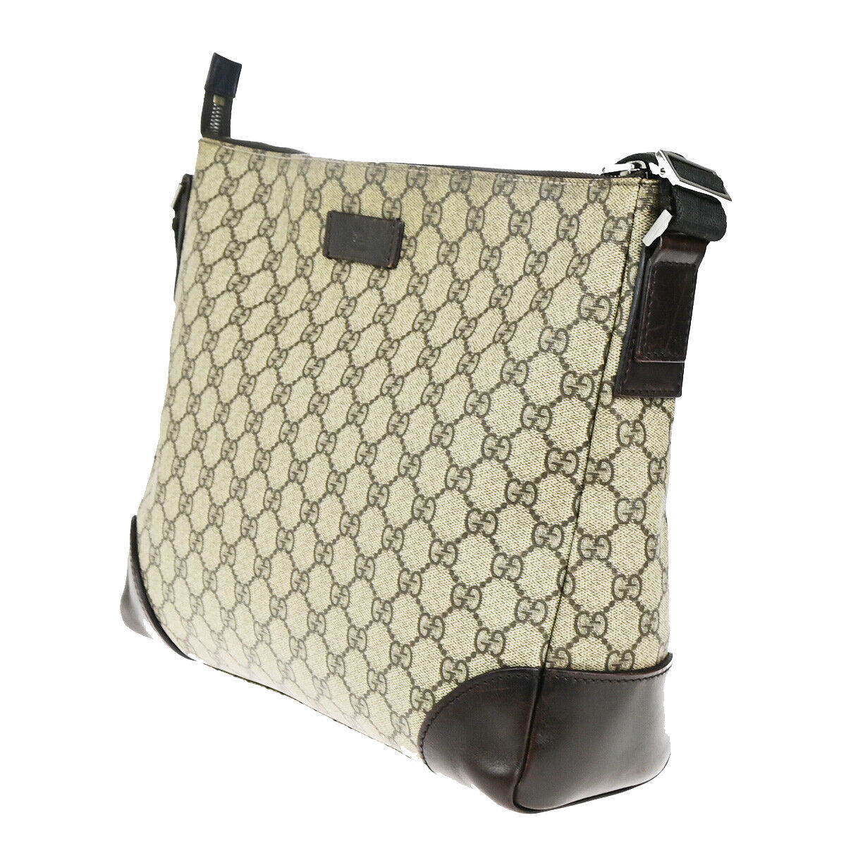 GUCCI Logo GG Pattern Crossbody Shoulder Bag PVC Leather Brown Italy 04YG476