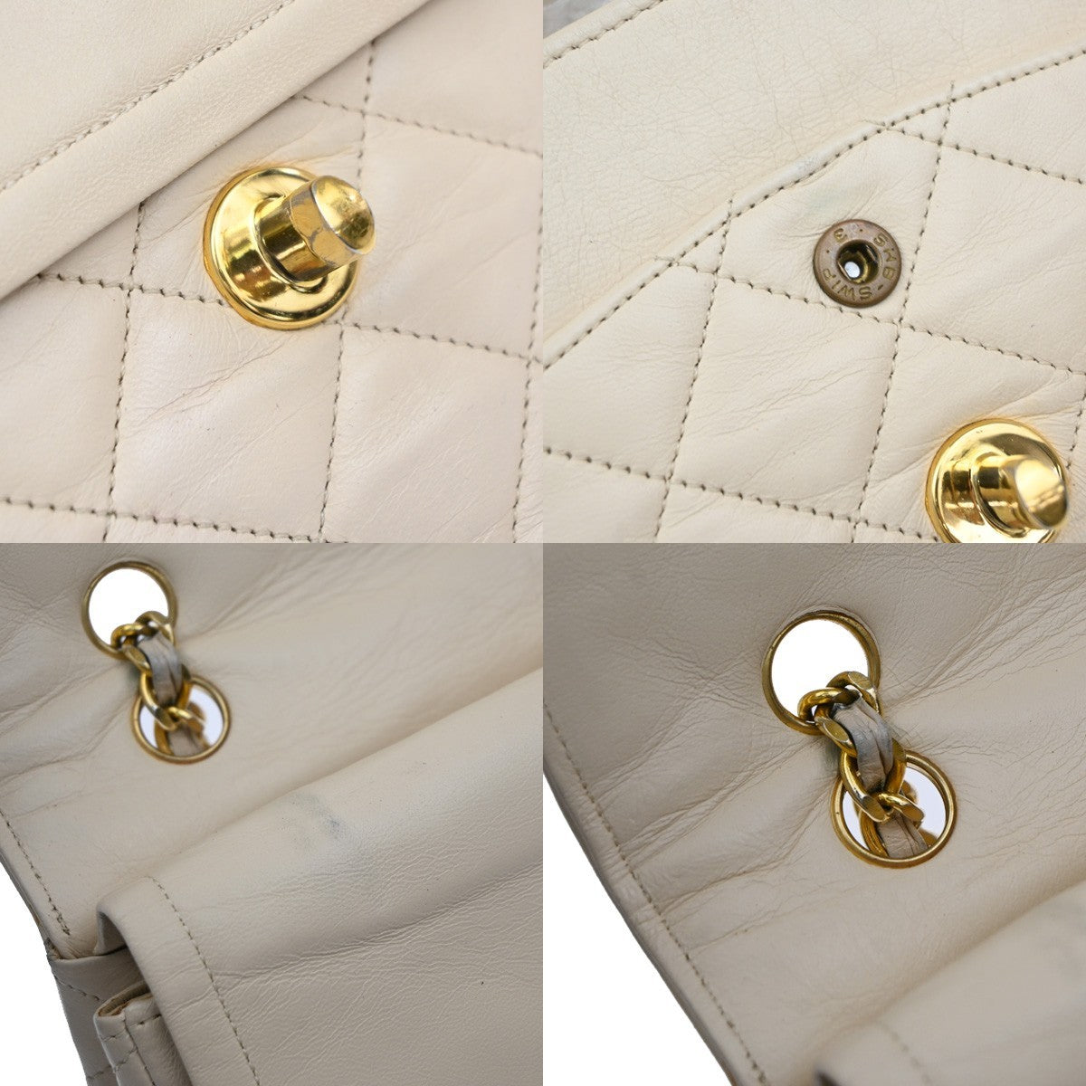 CHANEL CC Double Flap Paris Matelasse Chain Shoulder Bag Beige France 675RF822