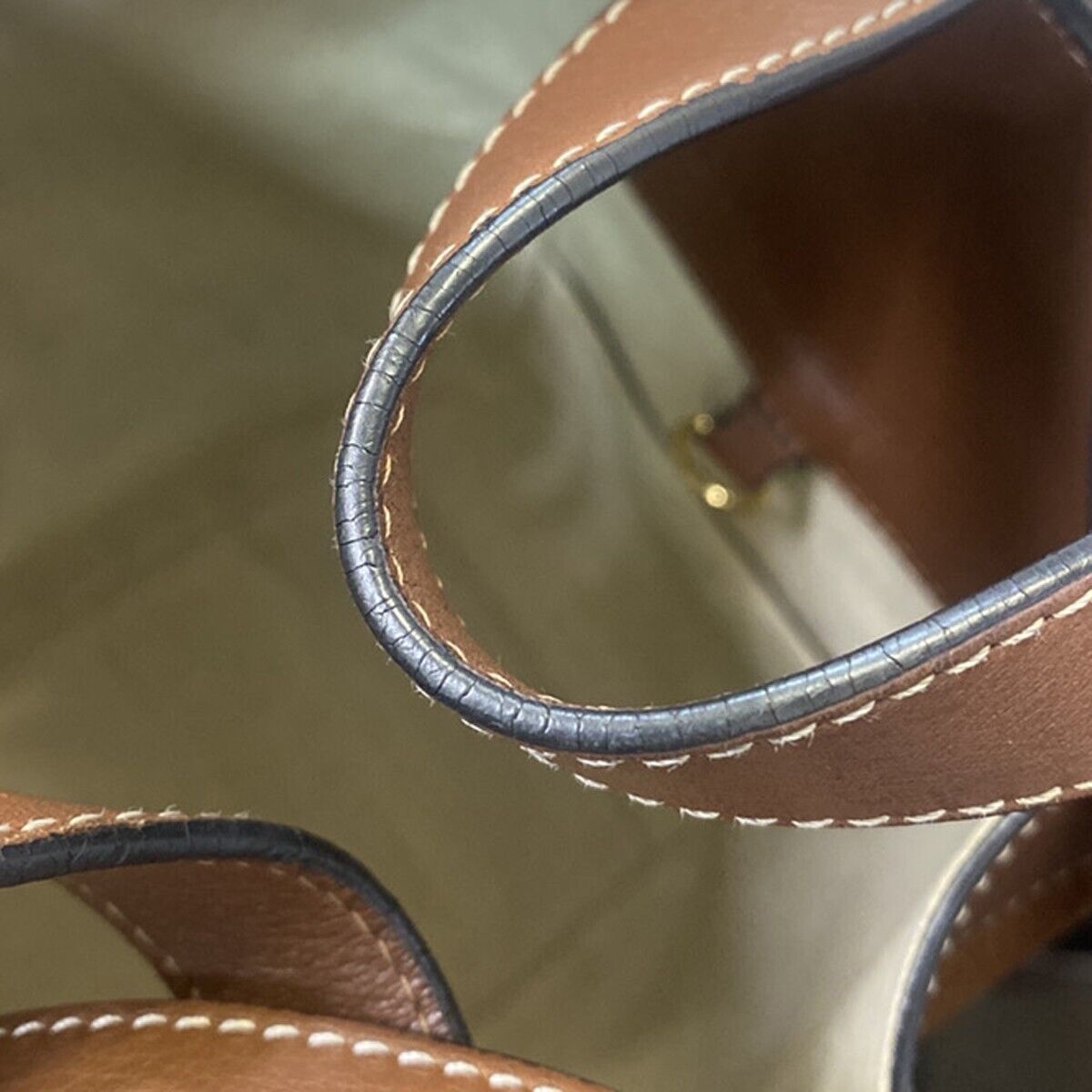 LOEWE Logo Hammock Small 2Way Shoulder Hand Bag Leather Brown Gold 636RJ395