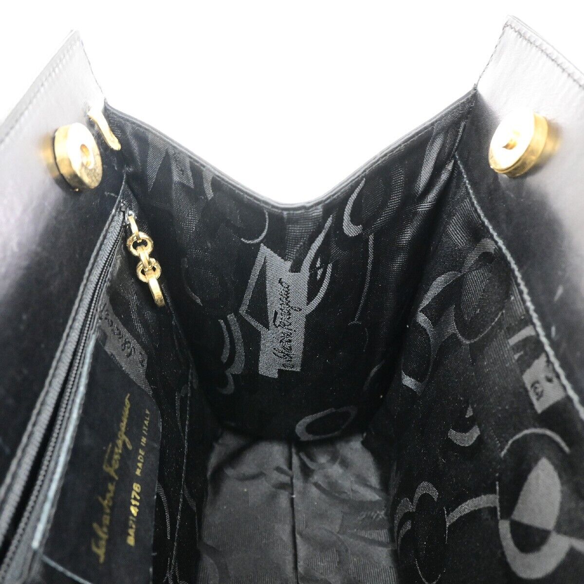SALVATORE FERRAGAMO Vara 2Way Shoulder Hand Bag Leather Black GHW Italy 35YH085