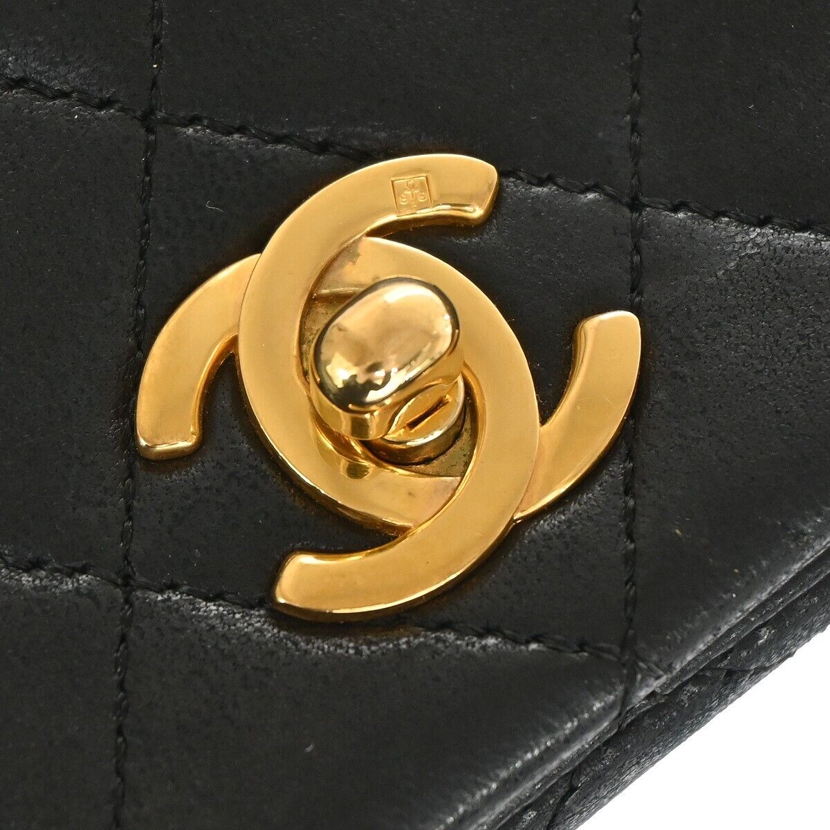 CHANEL CC Mini Matelasse Full Flap Chain Shoulder Bag Leather Black GHW 804RH915