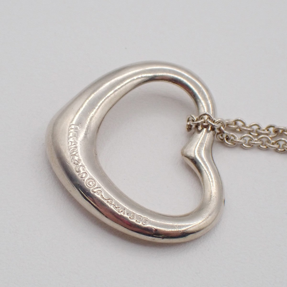 TIFFANY & CO. Open Heart 22mm Chain Necklace Ag 925 Elsa Peretti Silver 02KC580