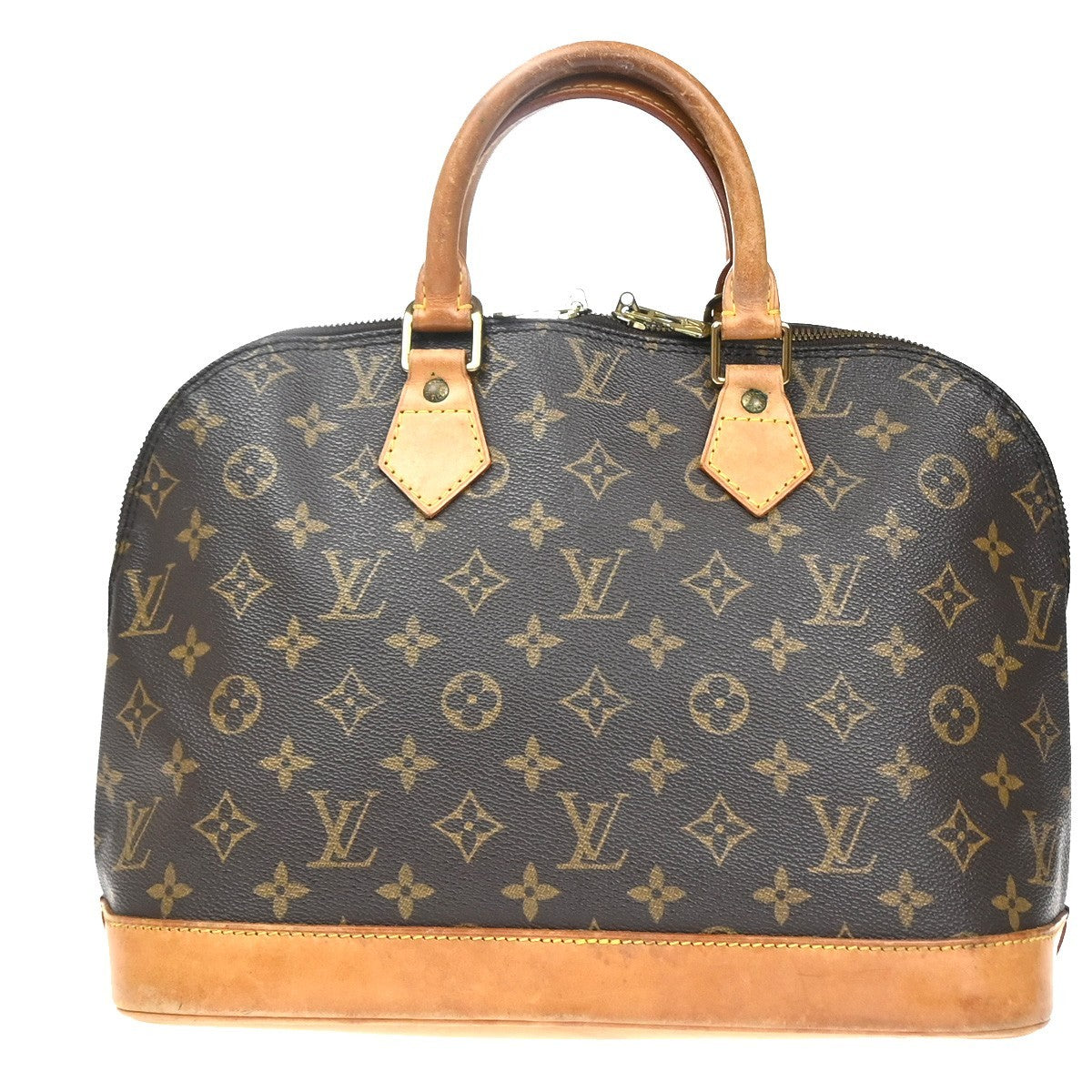 LOUIS VUITTON LV Logo Alma Hand Bag Monogram Leather Brown USA M51130 70YH993