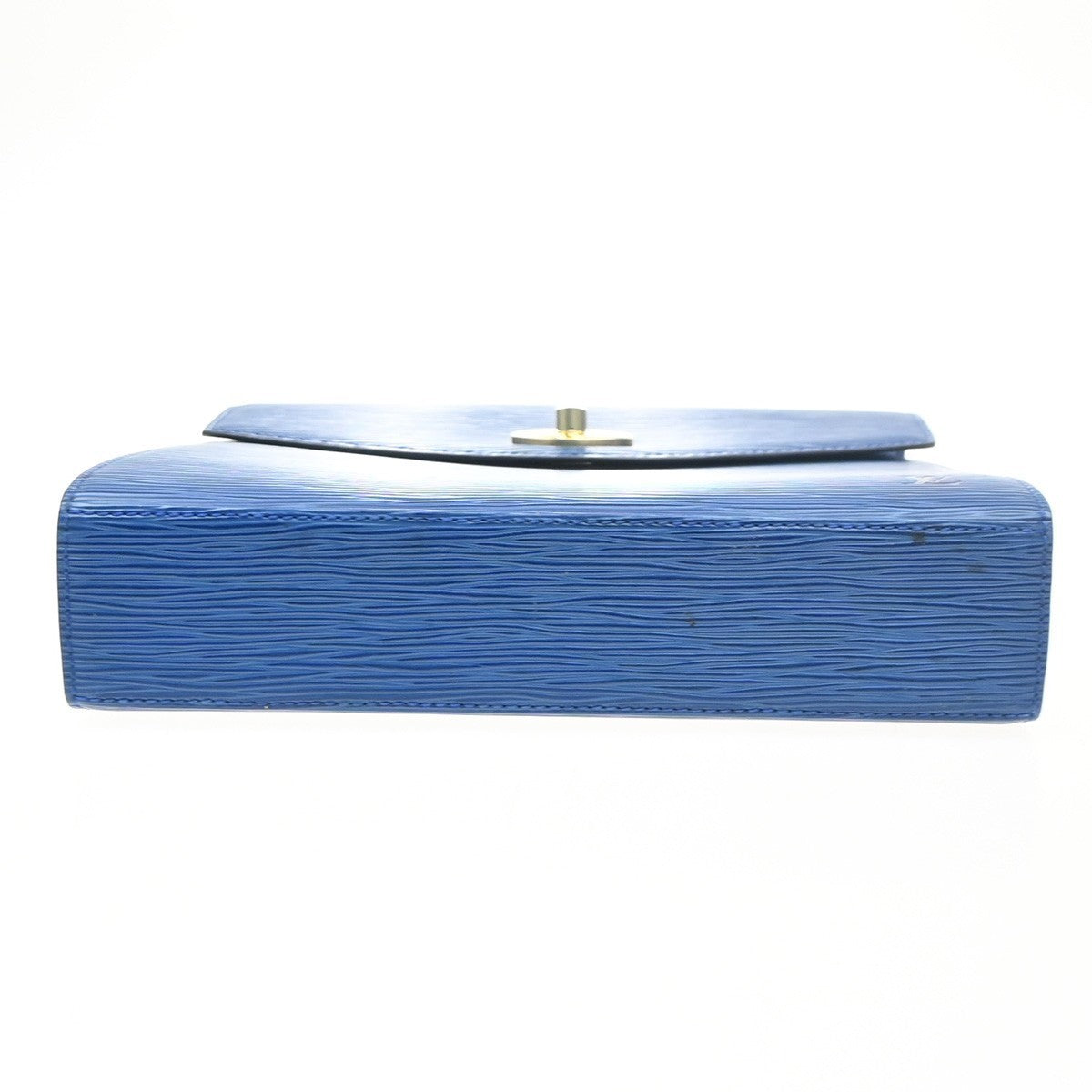 LOUIS VUITTON Logo Malesherbes Hand Bag Epi Leather Blue France M52375 34KD122