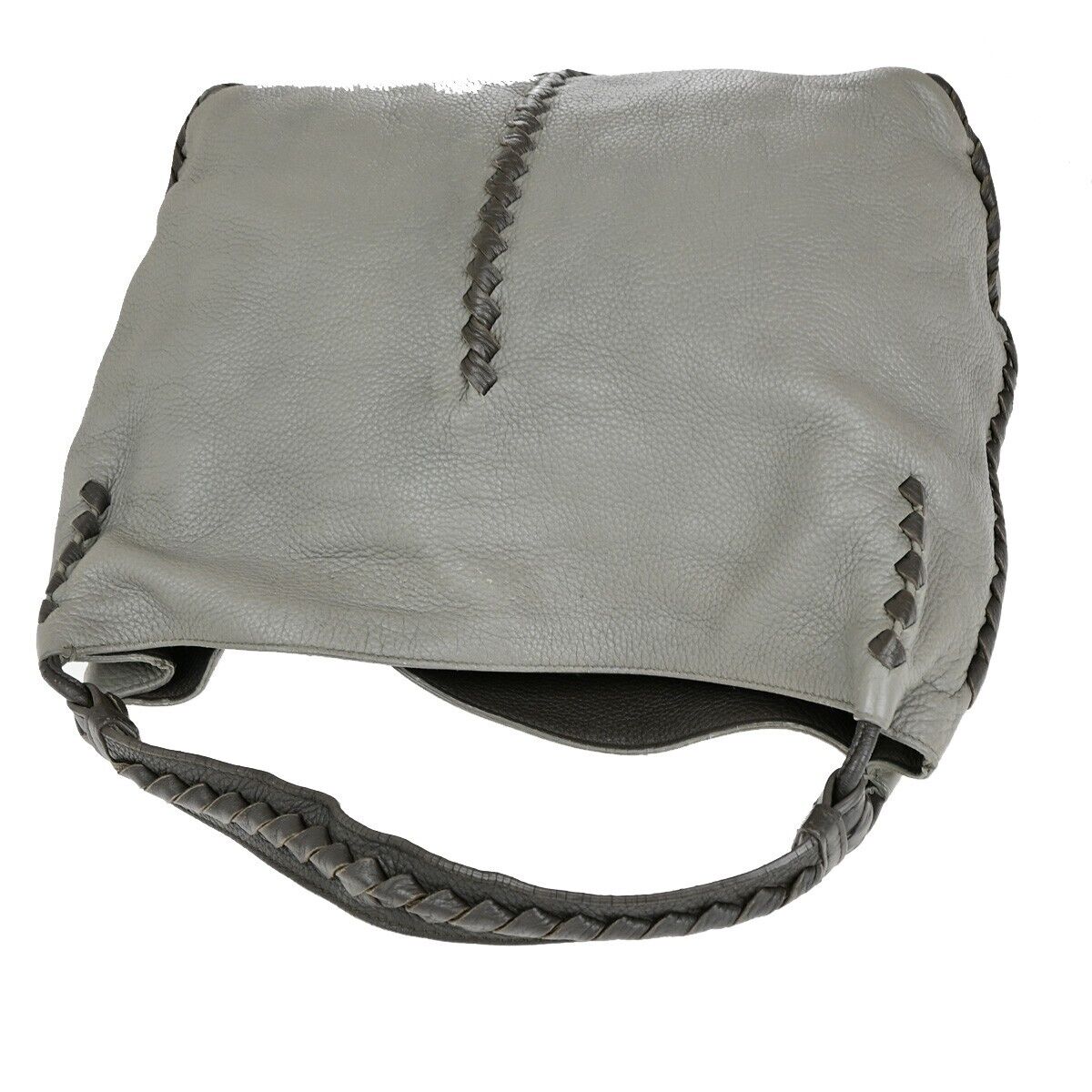BOTTEGA VENETA Logo Hobo Shoulder Hand Bag Leather Gray Italy 31EC688