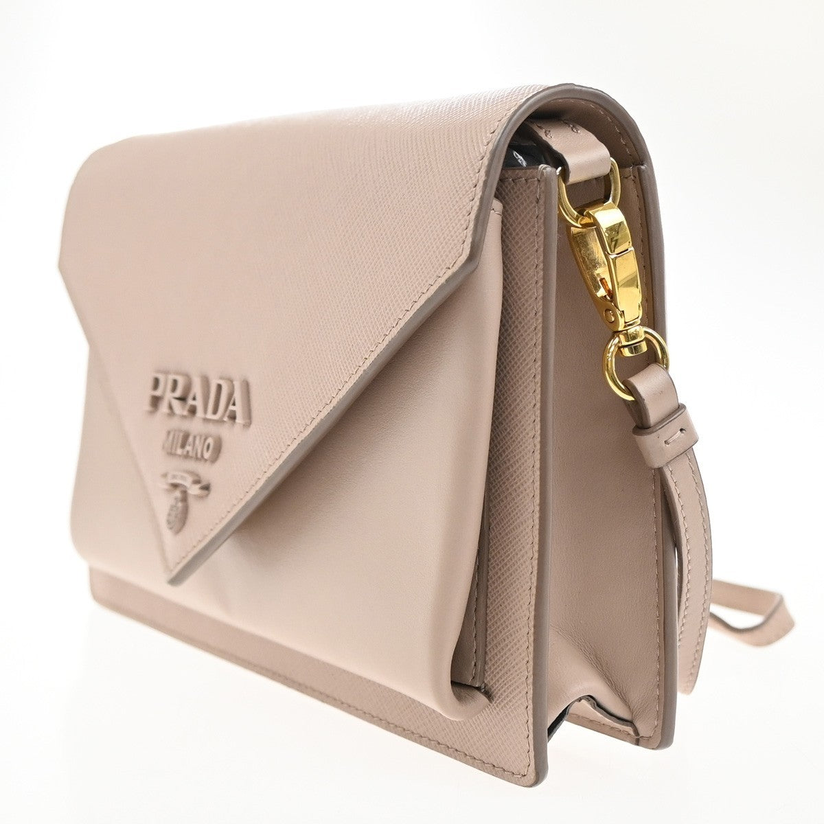 PRADA Logo Shoulder Hand Bag Saffiano Leather Pink Beige GHW Italy 18RL881