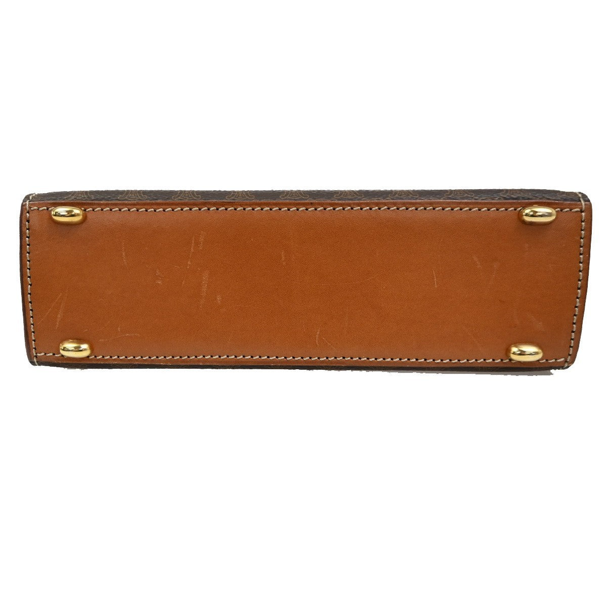 CELINE Macadam pattern Shoulder Bag PVC Leather Brown GHW 38TA402