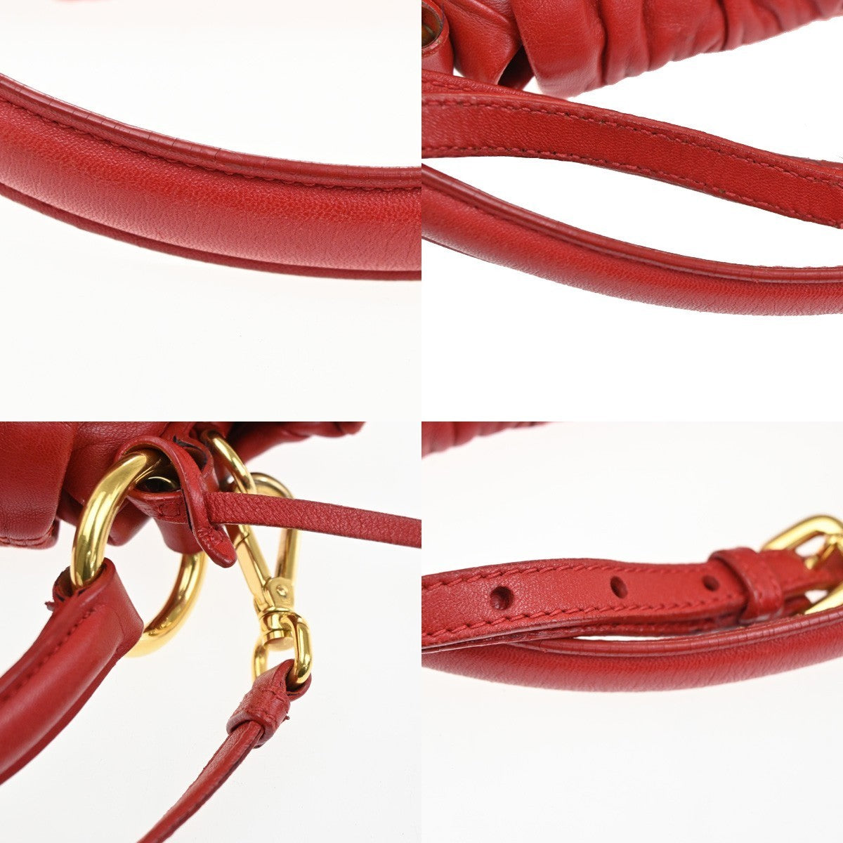 PRADA Logo Shoulder Hand Bag Nappa Leather Red GHW Italy 78CA652