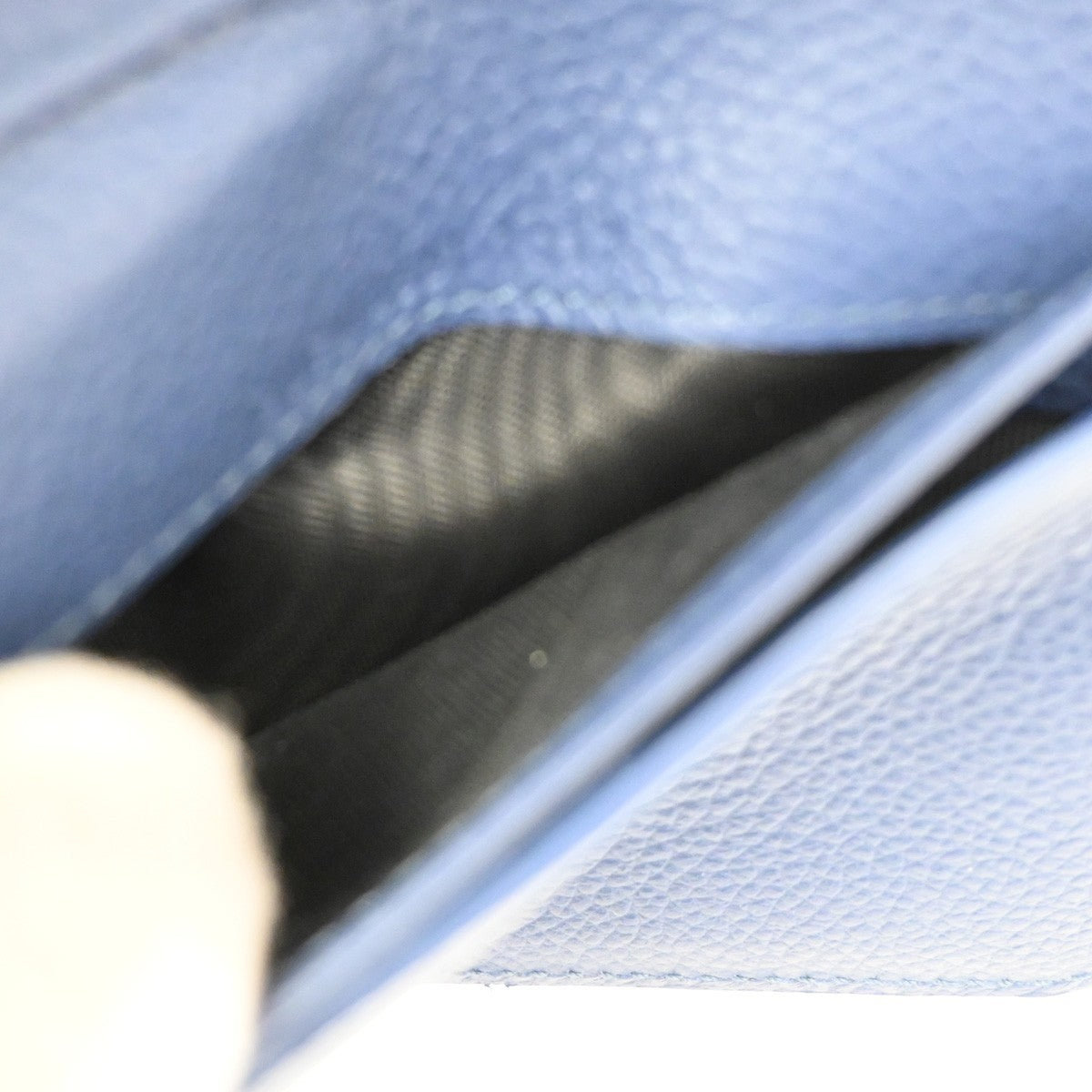 YVES SAINT LAURENT Zipper Around Compact Wallet  Leather Blue 65KB728
