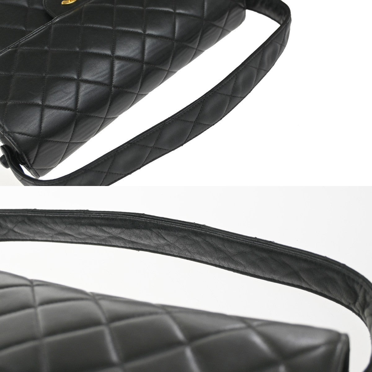 CHANEL Matelasse 25 Double Face Top Hand Hand Bag Leather Black Vintage 880RP115