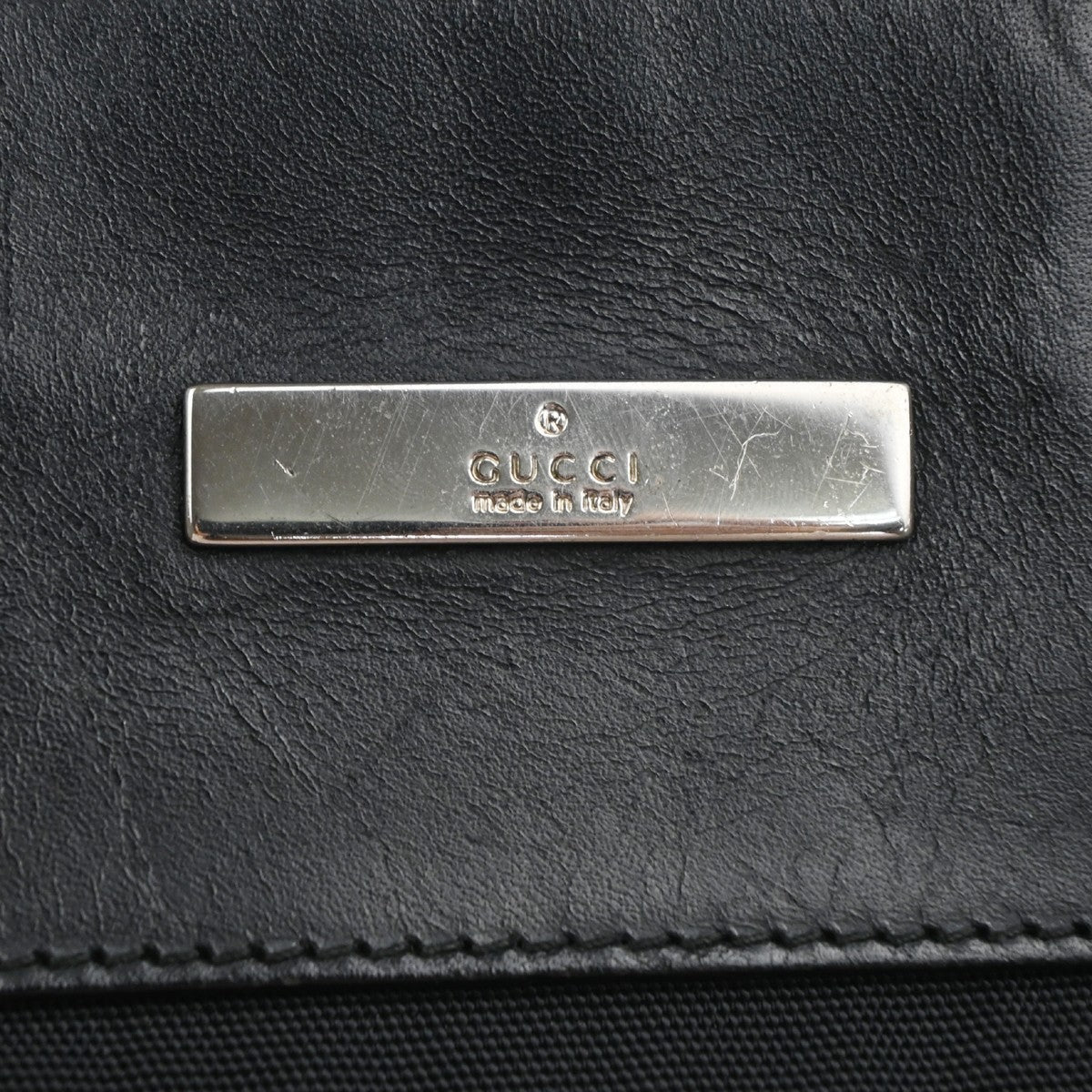 GUCCI Logo Crossbody Shoulder Bag Nylon Leather Black SHW Italy 05KC142