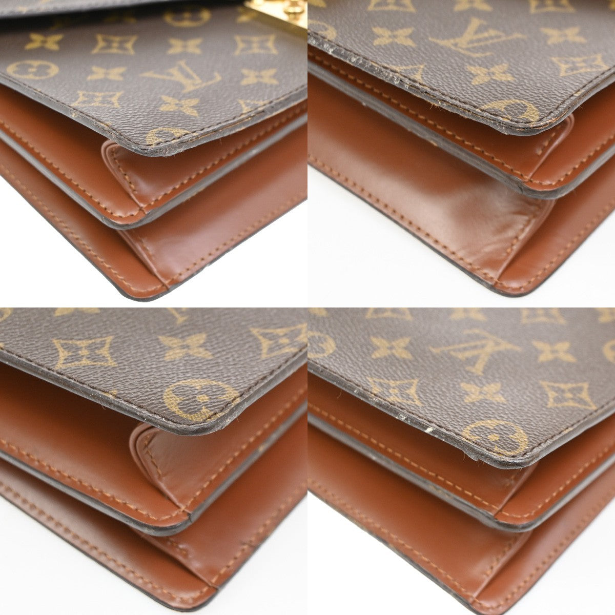 LOUIS VUITTON Concorde Hand Bag Monogram Leather Brown France M51190 70DA219