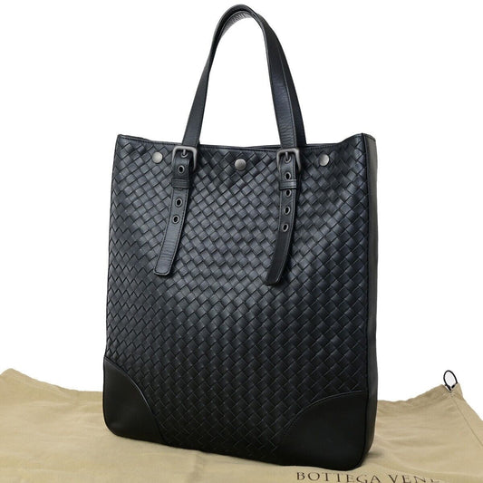 BOTTEGA VENETA Logo  Intrecciato Shoulder Tote Bag Leather Black Italy 20RF196