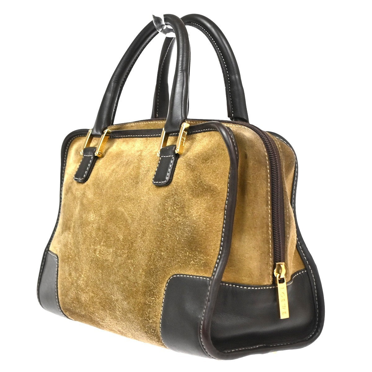LOEWE Anagram logo Amazona 28 handbag suede Leather Brown Spain GHW 79KD096