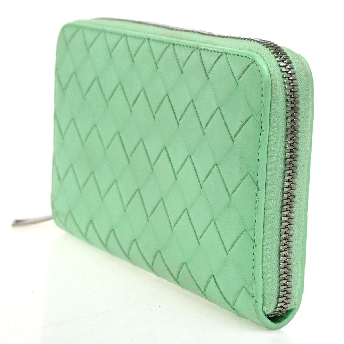 BOTTEGA VENETA Logo Intrecciato Zippy Long Wallet Leather Green SHW 66DA285