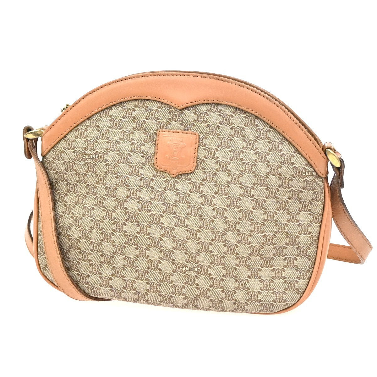 CELINE Macadam Pattern Crossbody Shoulder Bag PVC Leather Brown Italy  62KC868