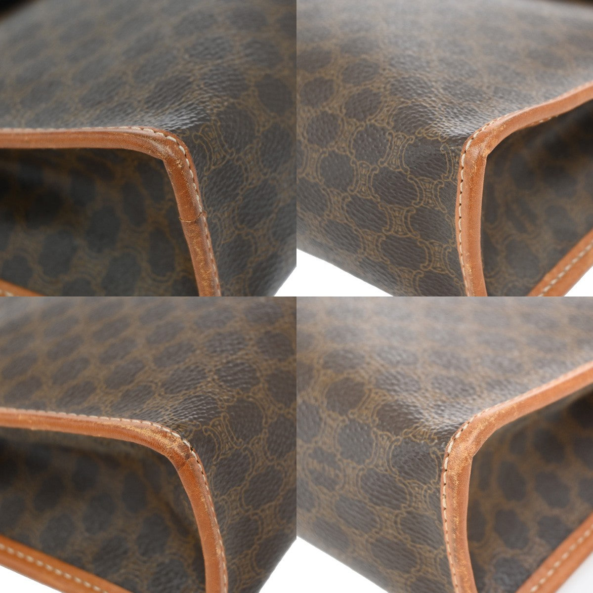 CELINE Logo Macadam Pattern Clutch Bag PVC Leather Brown GHW Italy 08EF822