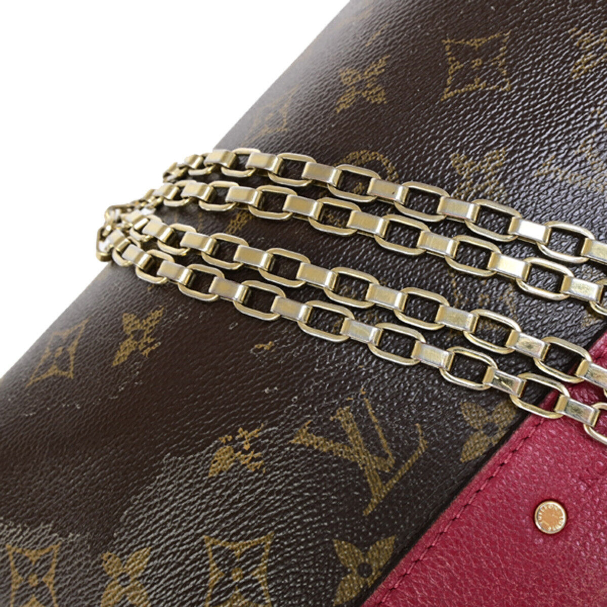 LOUIS VUITTON Pallas Chain Shoulder Bag Monogram Leather Cerise M41201 70YF618