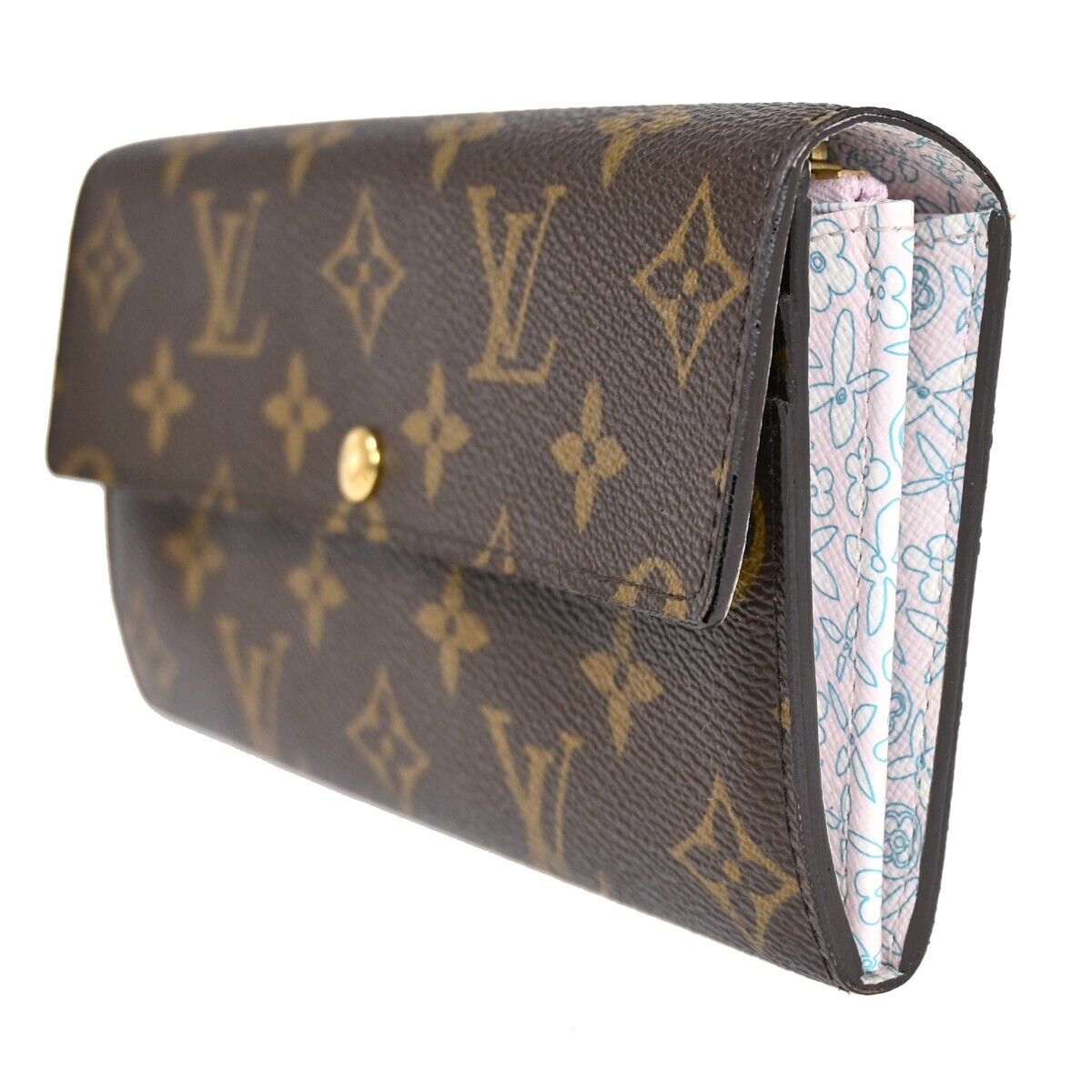 LOUIS VUITTON Sarah Long Bifold Wallet Monogram Fleuri Brown Rose M60232 34HB364