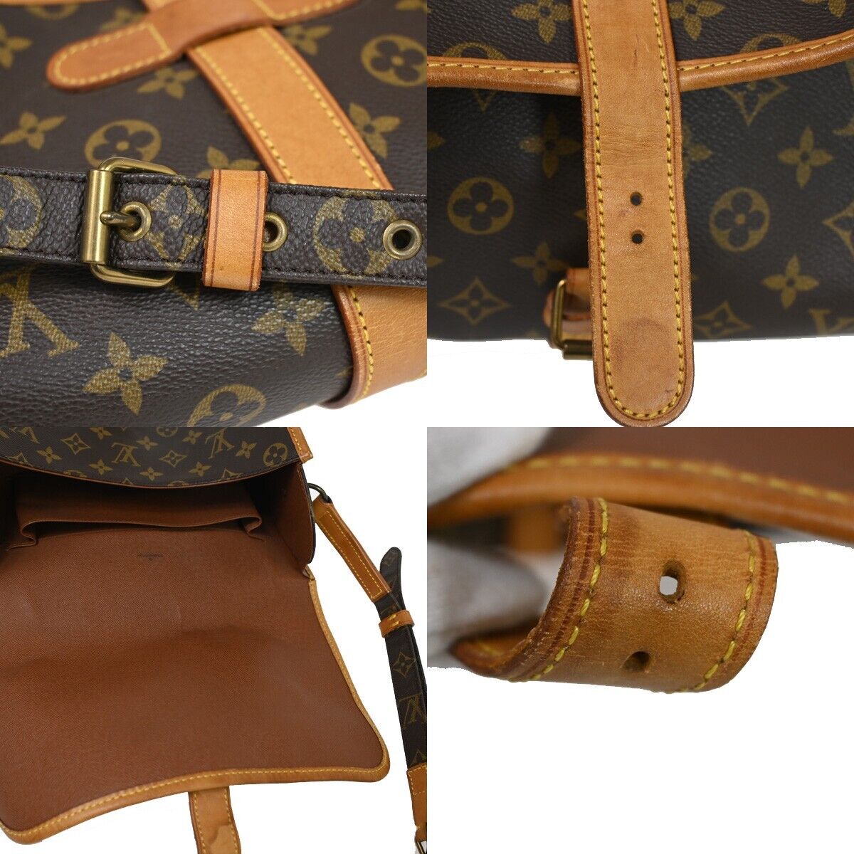 LOUIS VUITTON Logo Marne Shoulder Bag Monogram Leather Brown M51369 85YE213