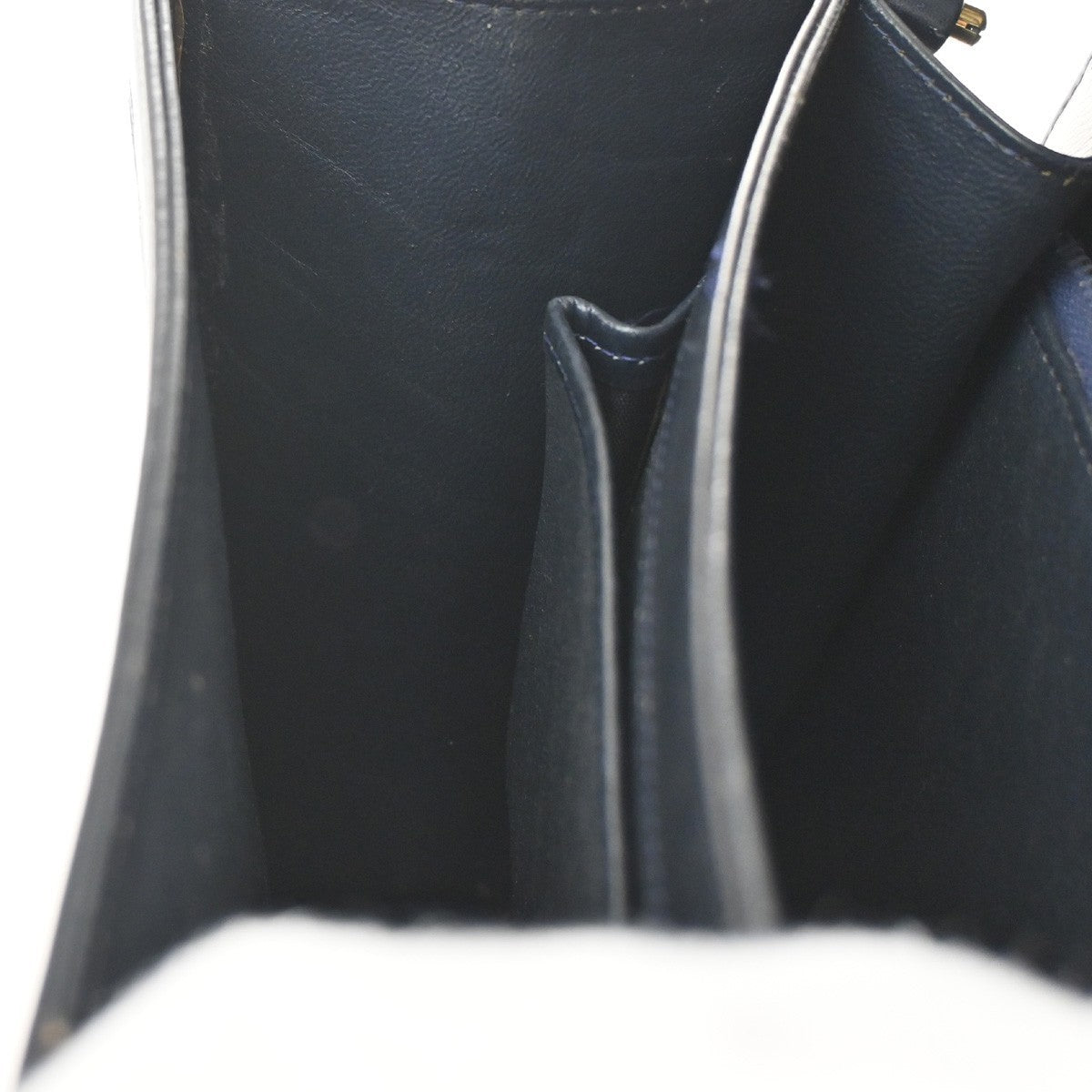 CELINE Logo C Macadam Horse Carriage Shoulder Bag Canvas Leather Navy 31CA386