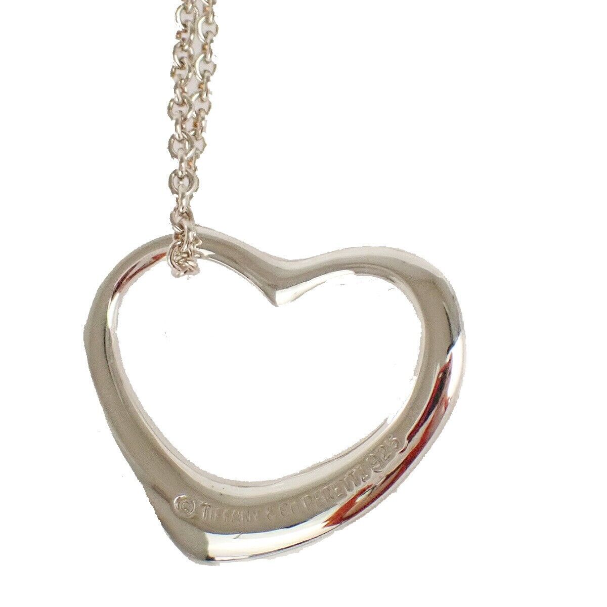 TIFFANY & CO. Open Heart 22mm Necklace Silver 925 Elsa Peretti Accessory 01MZ861
