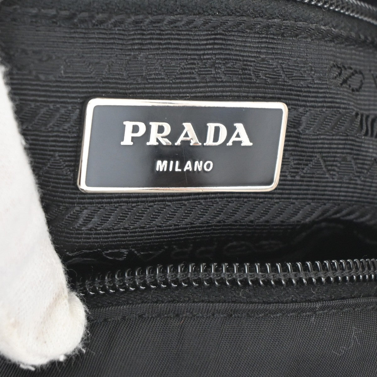 PRADA MILANO Tessuto Messenger Shoulder Bag Nylon Leather Black 85KC404