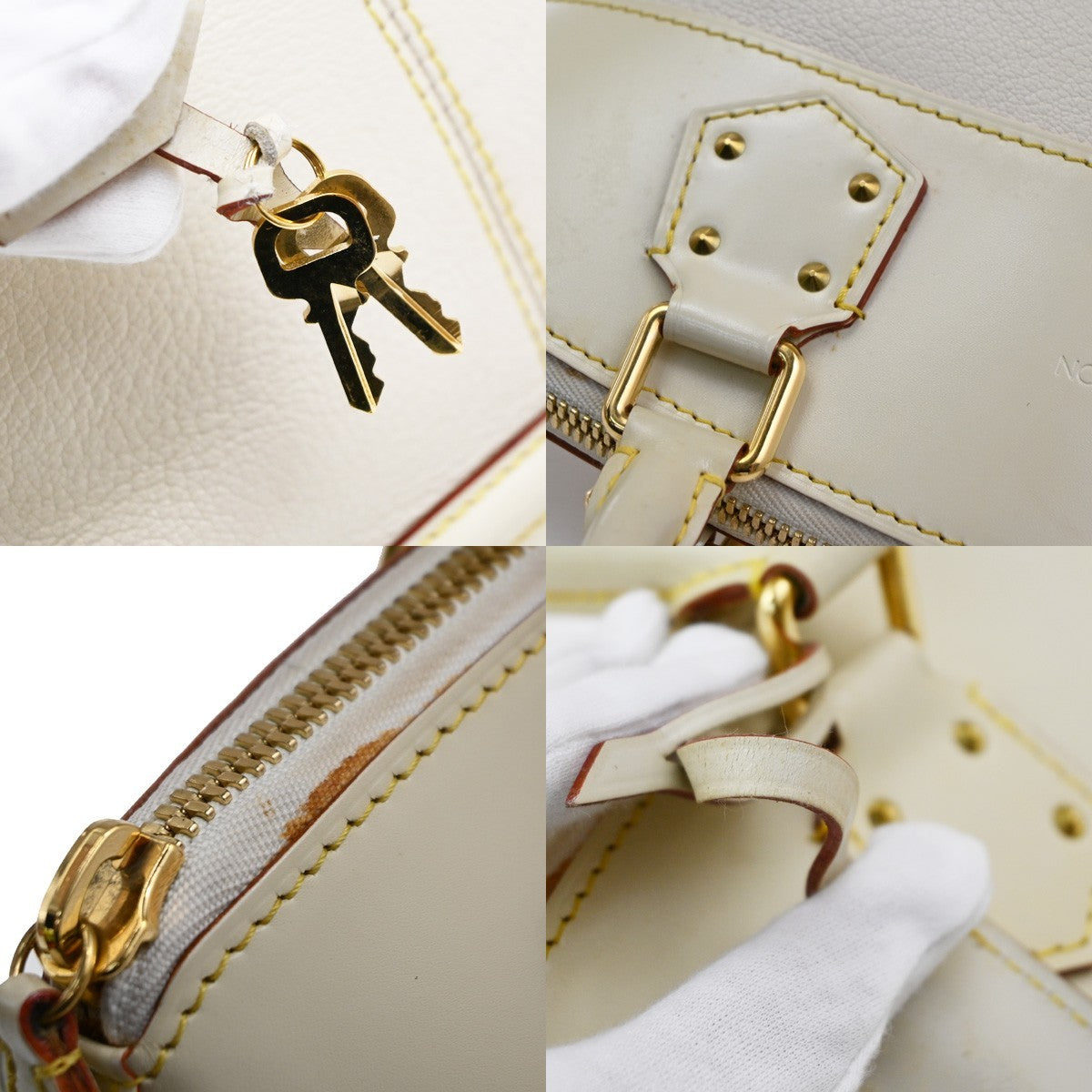 LOUIS VUITTON Lockit PM Hand Bag Suhali Leather White Padlock M91887 73MA688