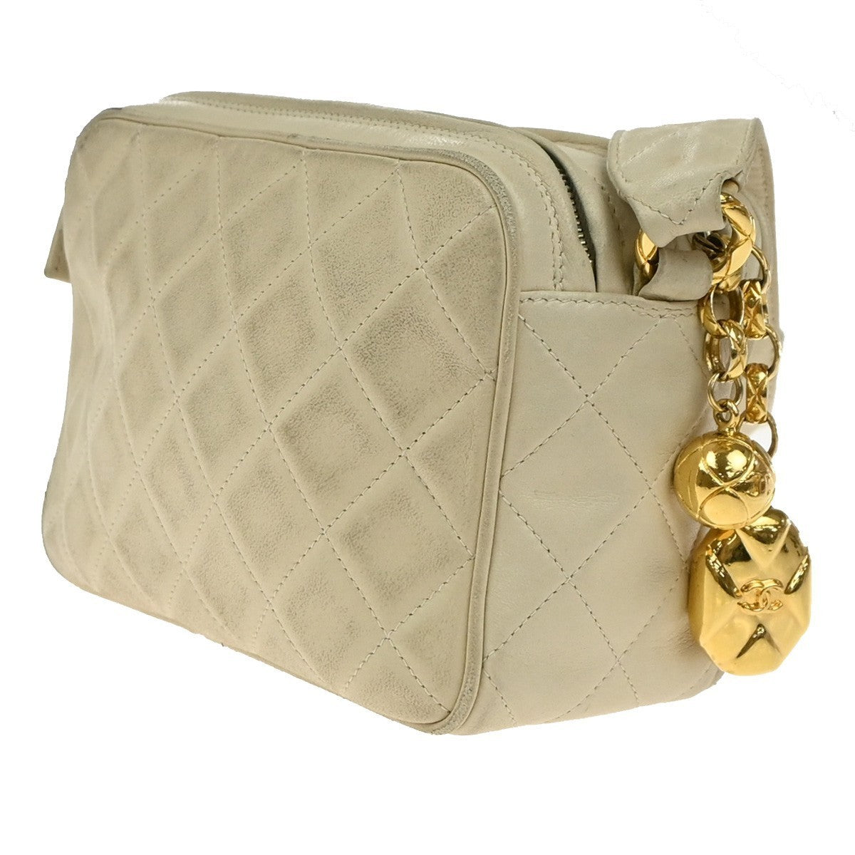 CHANEL CC Matelasse Chain Mini Shoulder Bag Leather White GHW Vintage 59RP109