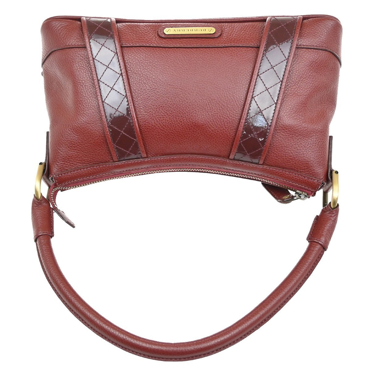 BURBERRY Logo Nova Check Shoulder Bag Patent Leather Red GHW 04CA361