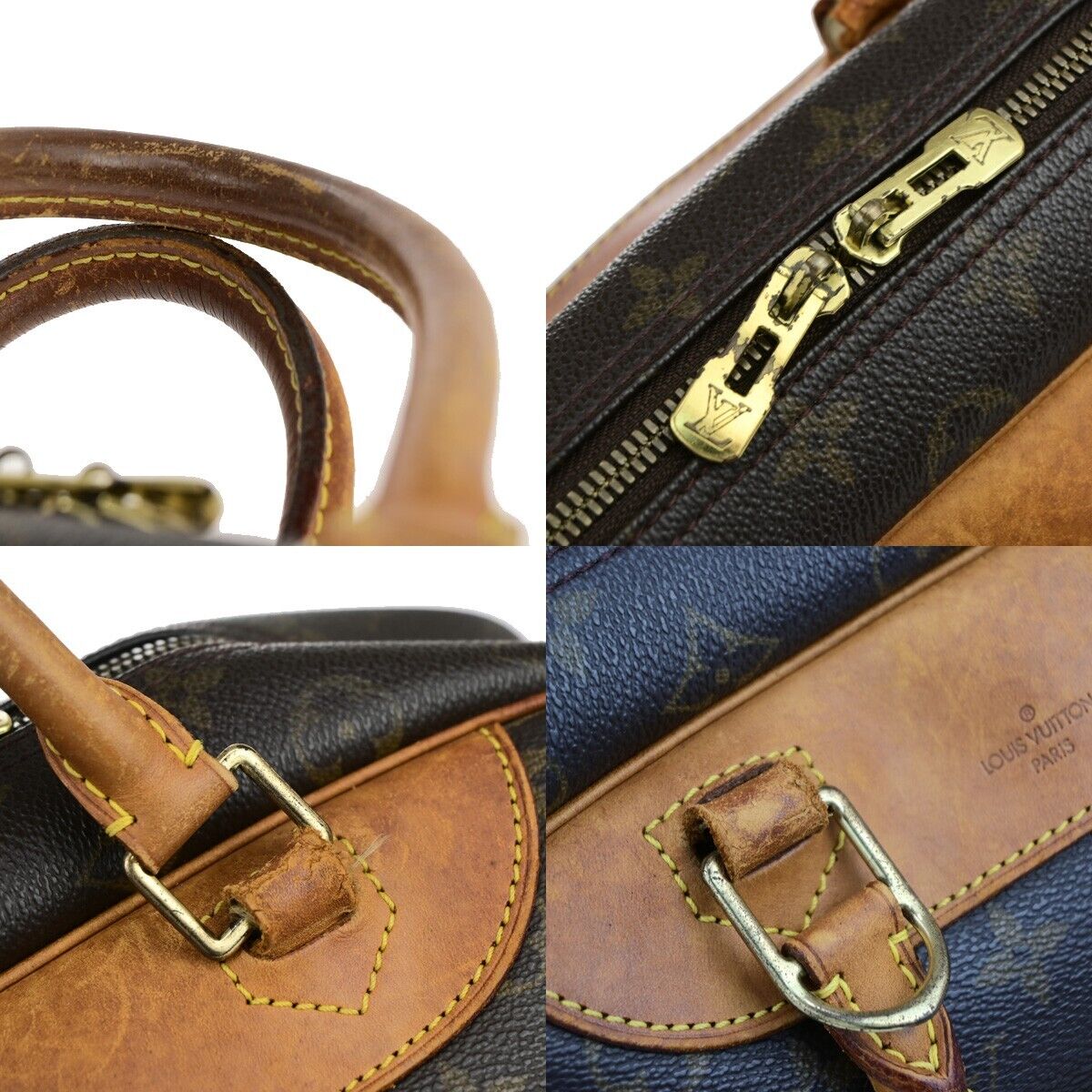 LOUIS VUITTON LV Logo Deauville Hand Bag Monogram Leather Brown M47270 61EC991