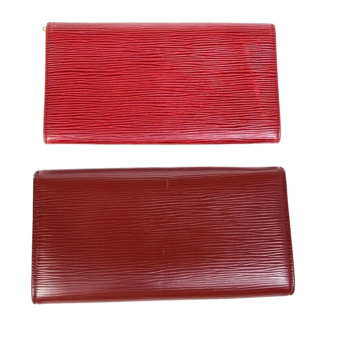 LOUIS VUITTON LV Logo 2 Set Bifold Long Wallet Epi Leather Red Ruby 61KA294