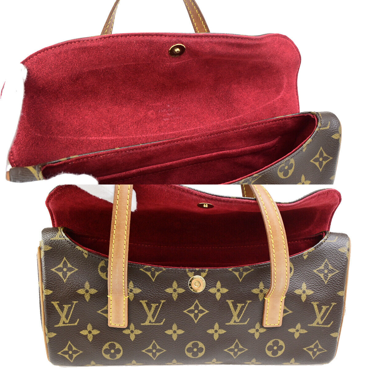 LOUIS VUITTON Sonatine Hand Bag Monogram Leather Brown France M51902 76SJ506