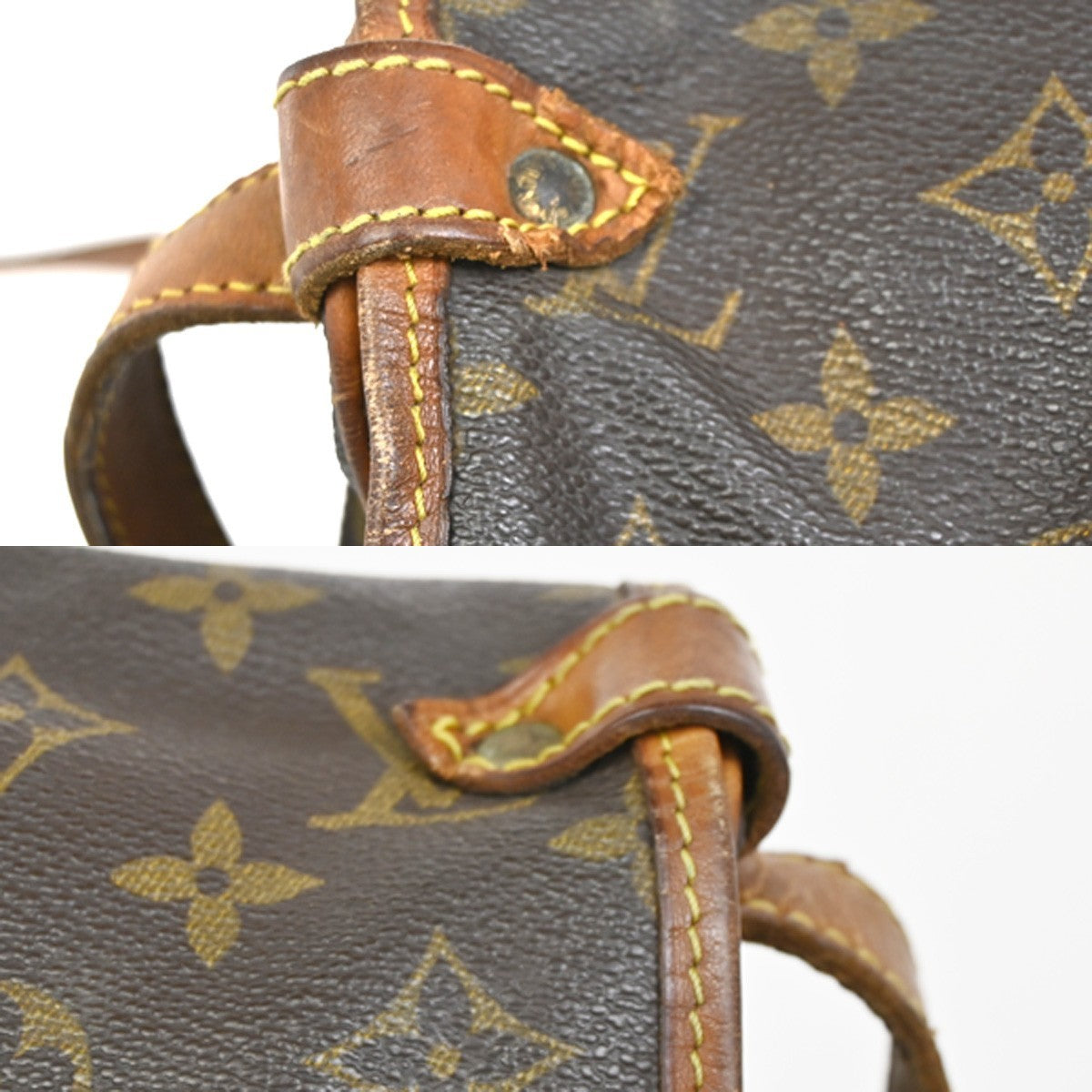 LOUIS VUITTON Logo Saumur 30 Shoulder Bag Monogram Leather Brown M42256 35ZA261