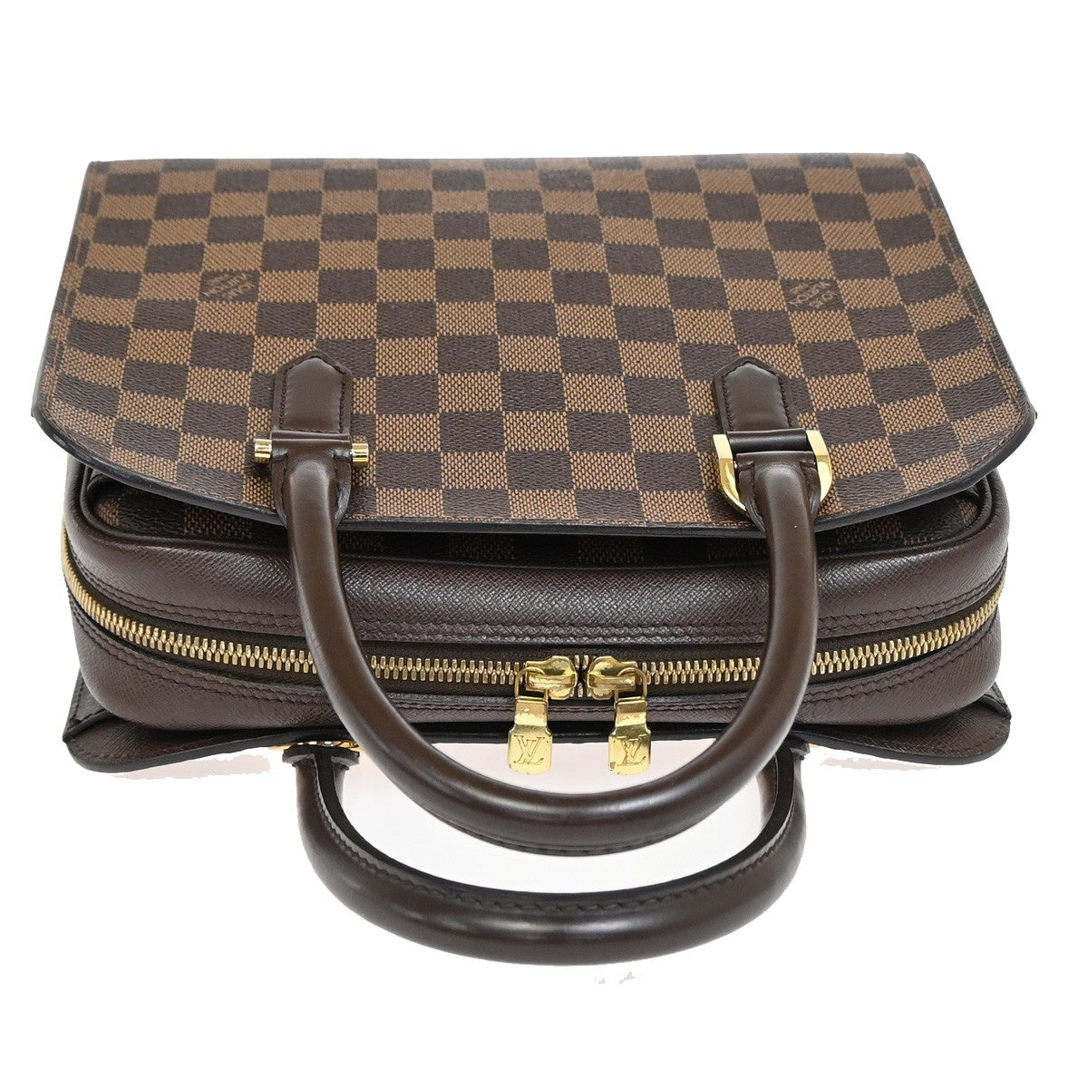 LOUIS VUITTON Triana Hand Bag Damier Ebene Leather Brown France N51155 95YH277