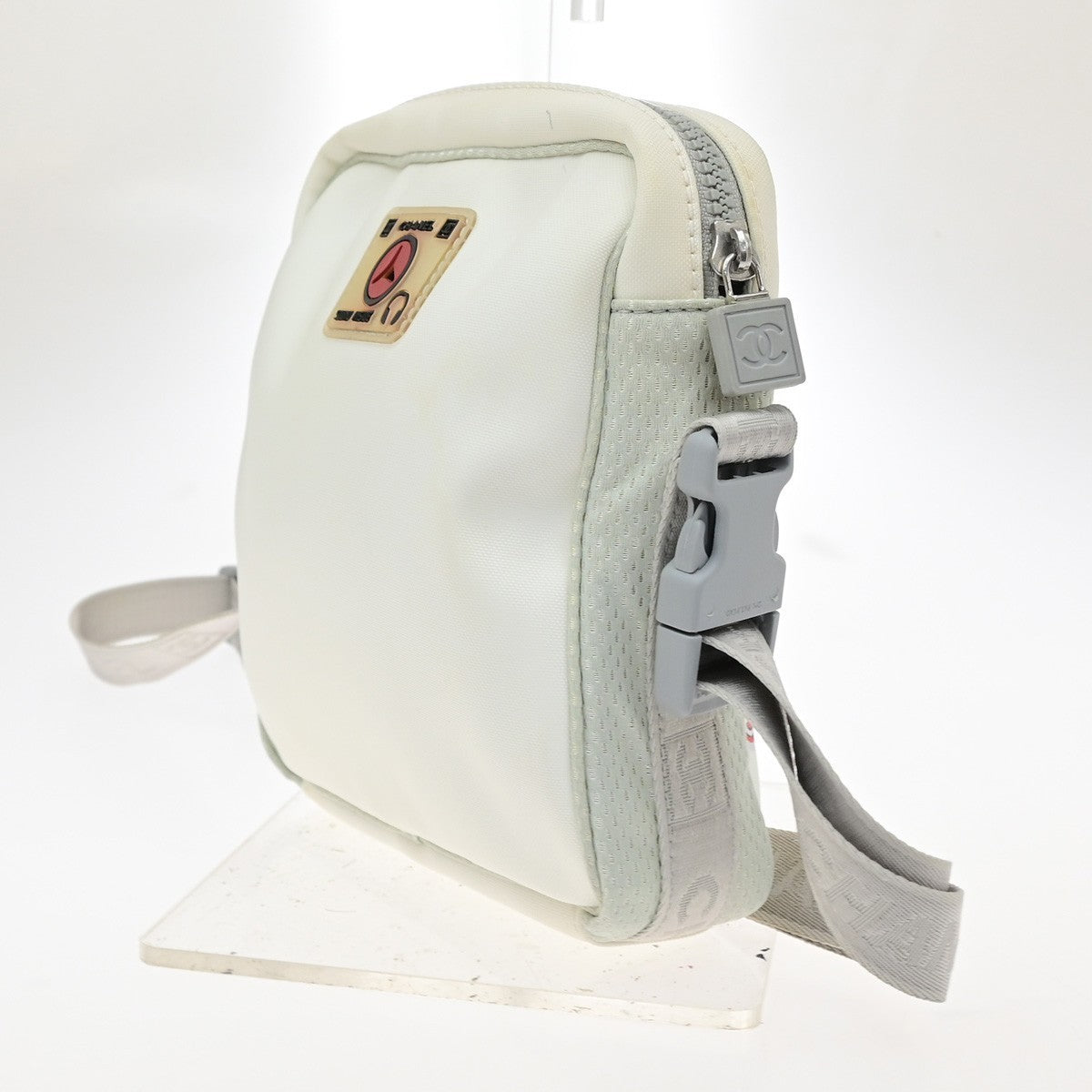 CHANEL Sports Line Camellia Shoulder Bag  Nylon  Canvas White Italy 74KD194