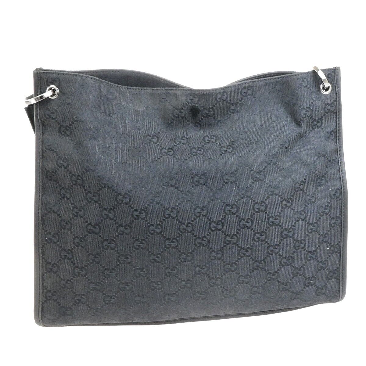 GUCCI Logo GG Pattern Cross Body Shoulder Bag Canvas Leather Black Italy 01FB473