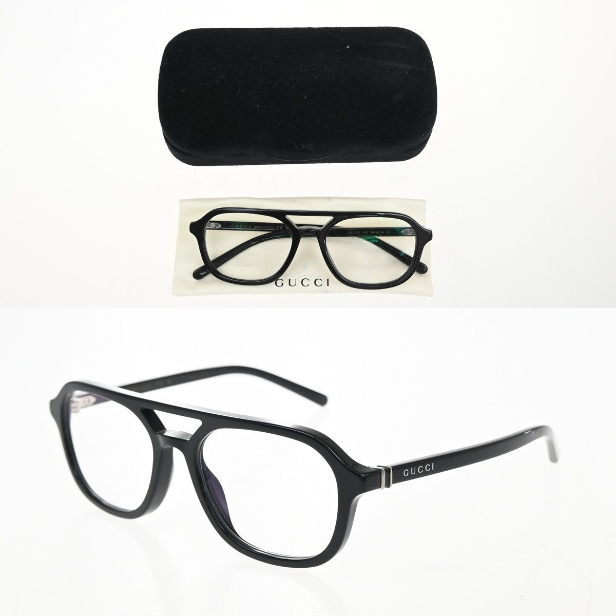 GUCCI Logo GG Glasses Eye Wear GG16730 Plastic Black SHW 05RF711