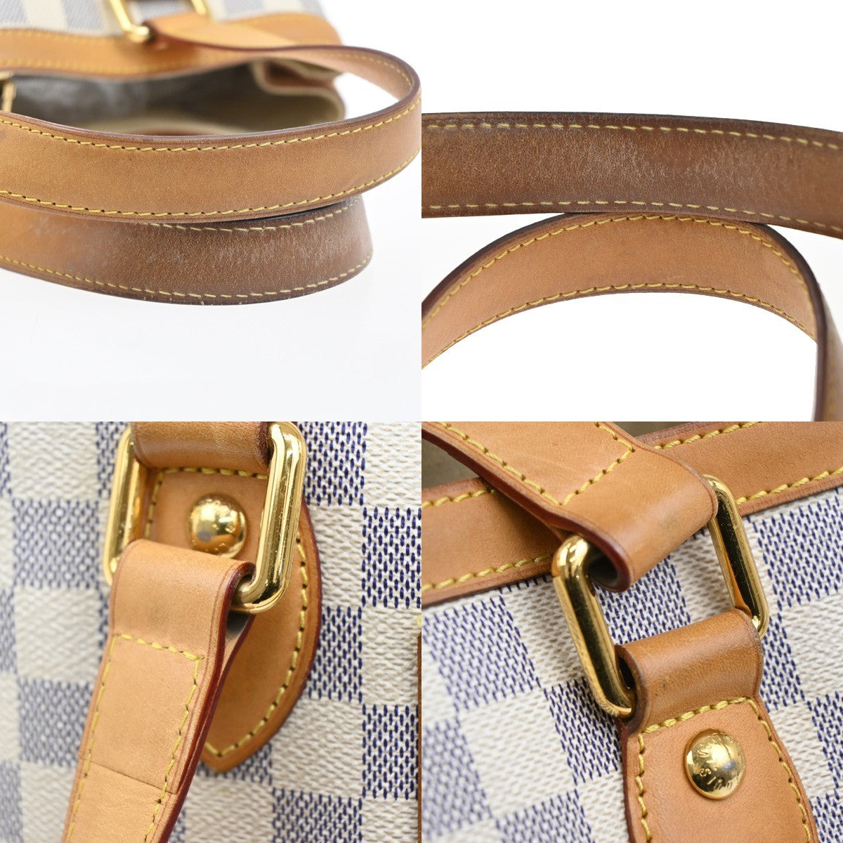 LOUIS VUITTON Hampstead PM Shoulder Bag Damier Azur Leather White N51207 75AA082