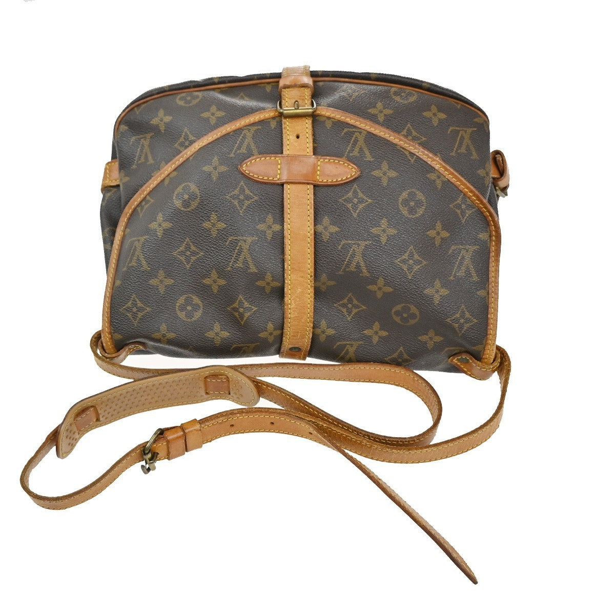 LOUIS VUITTON Logo Saumur 30 Shoulder Bag Monogram Leather Brown M42256 85CA300